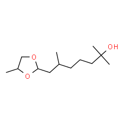 ChemSpider 2D Image | 2,6-Dimethyl-7-(4-methyl-1,3-dioxolan-2-yl)-2-heptanol | C13H26O3