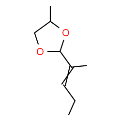 ChemSpider 2D Image | 4-Methyl-2-(2-penten-2-yl)-1,3-dioxolane | C9H16O2