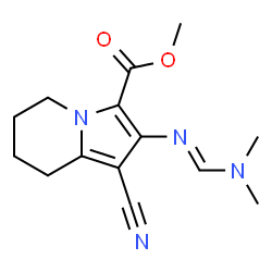ChemSpider 2D Image | Methyl 1-cyano-2-{(E)-[(dimethylamino)methylene]amino}-5,6,7,8-tetrahydro-3-indolizinecarboxylate | C14H18N4O2