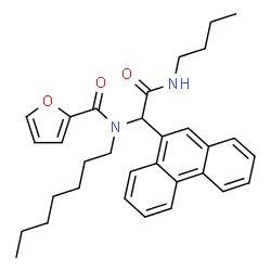 ChemSpider 2D Image | N-[2-(Butylamino)-2-oxo-1-(9-phenanthryl)ethyl]-N-heptyl-2-furamide | C32H38N2O3