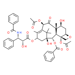 ChemSpider 2D Image | (2alpha,5beta,7beta,10beta)-4,10-Diacetoxy-13-{[(2R,3S)-3-(benzoylamino)-2-hydroxy-3-phenylpropanoyl]oxy}-1,7-dihydroxy-9-oxo-5,20-epoxytax-11-en-2-yl benzoate | C47H51NO14