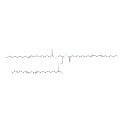 ChemSpider 2D Image | 3-[(9E)-9-Octadecenoyloxy]-1,2-propanediyl (9E,12E,9'E,12'E)bis(-9,12-octadecadienoate) | C57H100O6