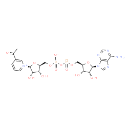 ChemSpider 2D Image | [(2S,3R,4S,5S)-5-(3-acetylpyridin-1-ium-1-yl)-3,4-dihydroxy-tetrahydrofuran-2-yl]methyl [(2R,3S,4R,5R)-5-(6-aminopurin-9-yl)-3,4-dihydroxy-tetrahydrofuran-2-yl]methoxyphosphonoyl phosphate | C22H28N6O13P2