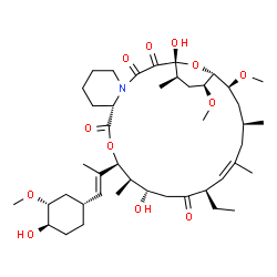 ChemSpider 2D Image | (1R,9S,12S,13R,14S,17R,18Z,21S,23S,24R,25S,27R)-17-Ethyl-1,14-dihydroxy-12-{(1E)-1-[(1R,3R,4R)-4-hydroxy-3-methoxycyclohexyl]-1-propen-2-yl}-23,25-dimethoxy-13,19,21,27-tetramethyl-11,28-dioxa-4-azatr
icyclo[22.3.1.0~4,9~]octacos-18-ene-2,3,10,16-tetrone | C43H69NO12
