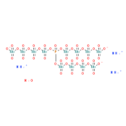 ChemSpider 2D Image | triammonium bis[[[[(oxido-dioxo-molybdenio)oxy-dioxo-molybdenio]oxy-dioxo-molybdenio]oxy-dioxo-molybdenio]oxy]phosphoryloxy-[[(oxido-dioxo-molybdenio)oxy-dioxo-molybdenio]oxy-dioxo-molybdenio]oxy-dioxo-molybdenum hydrate | H14Mo12N3O41P