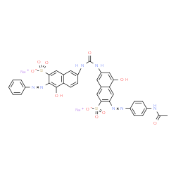 ChemSpider 2D Image | Disodium 7-[({6-[(4-acetamidophenyl)diazenyl]-4-hydroxy-7-sulfonato-2-naphthyl}carbamoyl)amino]-4-hydroxy-3-(phenyldiazenyl)-2-naphthalenesulfonate | C35H25N7Na2O10S2