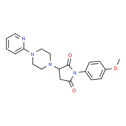 ChemSpider 2D Image | 1-(4-Methoxyphenyl)-3-[4-(2-pyridinyl)-1-piperazinyl]-2,5-pyrrolidinedione | C20H22N4O3