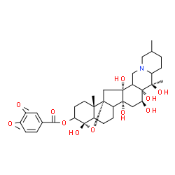 ChemSpider 2D Image | (4alpha,5xi,8xi,13xi,16beta,22xi,25xi)-4,12,14,16,17,20-Hexahydroxy-4,9-epoxycevan-3-yl 3,4-dimethoxybenzoate | C36H51NO11