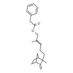 ChemSpider 2D Image | 2-Methyl-5-(2-methyl-3-methylenebicyclo[2.2.1]hept-2-yl)-2-penten-1-yl phenylacetate | C23H30O2