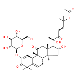 ChemSpider 2D Image | (4R,9beta,16alpha,17xi)-2-(beta-D-Glucopyranosyloxy)-16,20-dihydroxy-9,10,14-trimethyl-1,11,22-trioxo-4,9-cyclo-9,10-secocholesta-2,5,23-trien-25-yl acetate | C38H54O13