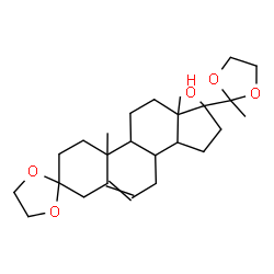 ChemSpider 2D Image | 10,13-Dimethyl-17-(2-methyl-1,3-dioxolan-2-yl)-1,2,4,7,8,9,10,11,12,13,14,15,16,17-tetradecahydrospiro[cyclopenta[a]phenanthrene-3,2'-[1,3]dioxolan]-17-ol | C25H38O5