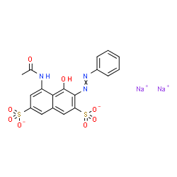 ChemSpider 2D Image | Disodium 5-acetamido-4-hydroxy-3-(phenyldiazenyl)-2,7-naphthalenedisulfonate | C18H13N3Na2O8S2