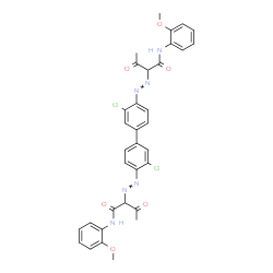 ChemSpider 2D Image | 2,2'-[(3,3'-Dichloro-4,4'-biphenyldiyl)di-2,1-diazenediyl]bis[N-(2-methoxyphenyl)-3-oxobutanamide] | C34H30Cl2N6O6