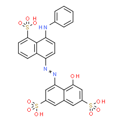 ChemSpider 2D Image | 4-[(4-Anilino-5-sulfo-1-naphthyl)diazenyl]-5-hydroxy-2,7-naphthalenedisulfonic acid | C26H19N3O10S3