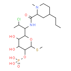 ChemSpider 2D Image | Methyl 5-(2-chloro-1-{[(1-methyl-4-propyl-2-piperidinyl)carbonyl]amino}propyl)-2-O-phosphono-1-thiopentopyranoside | C19H36ClN2O8PS