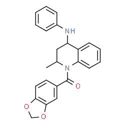 ChemSpider 2D Image | (4-Anilino-2-methyl-3,4-dihydro-1(2H)-quinolinyl)(1,3-benzodioxol-5-yl)methanone | C24H22N2O3