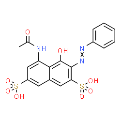 ChemSpider 2D Image | 5-Acetamido-4-hydroxy-3-(phenyldiazenyl)-2,7-naphthalenedisulfonic acid | C18H15N3O8S2