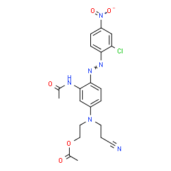 ChemSpider 2D Image | 2-[{3-Acetamido-4-[(2-chloro-4-nitrophenyl)diazenyl]phenyl}(2-cyanoethyl)amino]ethyl acetate | C21H21ClN6O5
