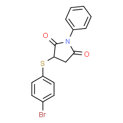 ChemSpider 2D Image | 3-(4-Bromo-phenylsulfanyl)-1-phenyl-pyrrolidine-2,5-dione | C16H12BrNO2S