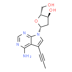 ChemSpider 2D Image | (2R,3S,5R)-5-(4-amino-5-prop-1-ynyl-pyrrolo[2,3-d]pyrimidin-7-yl)-2-(hydroxymethyl)tetrahydrofuran-3-ol | C14H16N4O3