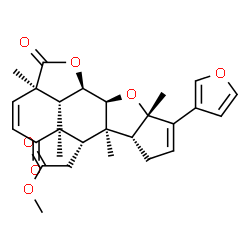 ChemSpider 2D Image | Methyl [(2aR,5aR,6S,6aR,6bR,9aS,10aS,10bR,10cR)-9-(3-furyl)-2a,5a,6a,9a-tetramethyl-2,5-dioxo-2a,5a,6,6a,6b,7,9a,10a,10b,10c-decahydro-2H,5H-cyclopenta[b]furo[2',3',4':4,5]naphtho[2,3-d]furan-6-yl]ace
tate | C27H30O7