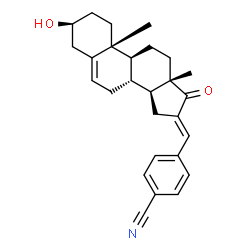 ChemSpider 2D Image | 4-{(E)-[(3beta,16E)-3-Hydroxy-17-oxoandrost-5-en-16-ylidene]methyl}benzonitrile | C27H31NO2