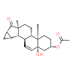 ChemSpider 2D Image | (2S,4aR,4bS,6aS,7aS,8aS,8bS,8cR,10aR)-10a-Hydroxy-4a,6a-dimethyl-7-oxo-1,2,3,4,4a,4b,5,6,6a,7,7a,8,8a,8b,8c,10a-hexadecahydrocyclopropa[4,5]cyclopenta[1,2-a]phenanthren-2-yl acetate | C22H30O4