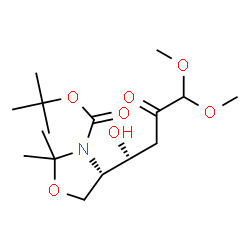 ChemSpider 2D Image | 2-Methyl-2-propanyl (4S)-4-[(1R)-1-hydroxy-4,4-dimethoxy-3-oxobutyl]-2,2-dimethyl-1,3-oxazolidine-3-carboxylate | C16H29NO7