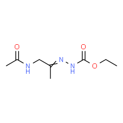 ChemSpider 2D Image | Ethyl 2-(1-acetamido-2-propanylidene)hydrazinecarboxylate | C8H15N3O3