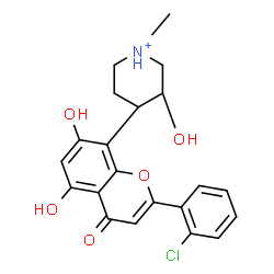 ChemSpider 2D Image | 4-[2-(2-Chlorophenyl)-5,7-dihydroxy-4-oxo-4H-chromen-8-yl]-3-hydroxy-1-methylpiperidinium | C21H21ClNO5