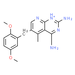 ChemSpider 2D Image | 2,4-Diamino-6-(2,5-dimethoxybenzyl)-5-methylpyrido[2,3-d]pyrimidin-1-ium | C17H20N5O2