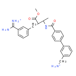 ChemSpider 2D Image | (Amino{3-[3-({[3'-(ammoniomethyl)-4-biphenylyl]carbonyl}amino)-2-(methoxycarbonyl)butyl]phenyl}methylene)ammonium | C27H32N4O3