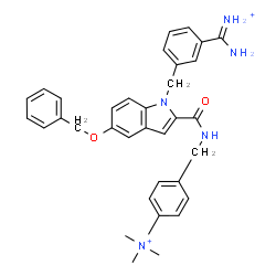 ChemSpider 2D Image | [Amino(3-{[5-(benzyloxy)-2-{[4-(trimethylammonio)benzyl]carbamoyl}-1H-indol-1-yl]methyl}phenyl)methylene]ammonium | C34H37N5O2