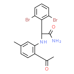 ChemSpider 2D Image | 2-[(2-Acetyl-5-methylphenyl)amino]-2-(2,6-dibromophenyl)acetamide | C17H16Br2N2O2