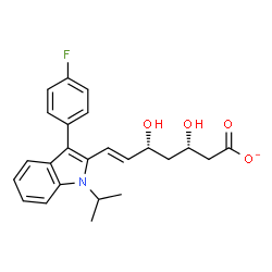 ChemSpider 2D Image | (3S,5R,6E)-7-[3-(4-Fluorophenyl)-1-isopropyl-1H-indol-2-yl]-3,5-dihydroxy-6-heptenoate | C24H25FNO4