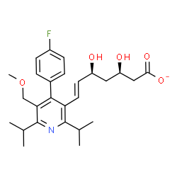 ChemSpider 2D Image | (3R,5S,6E)-7-[4-(4-Fluorophenyl)-2,6-diisopropyl-5-(methoxymethyl)-3-pyridinyl]-3,5-dihydroxy-6-heptenoate | C26H33FNO5