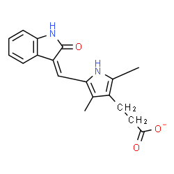 ChemSpider 2D Image | 3-{2,4-Dimethyl-5-[(Z)-(2-oxo-1,2-dihydro-3H-indol-3-ylidene)methyl]-1H-pyrrol-3-yl}propanoate | C18H17N2O3