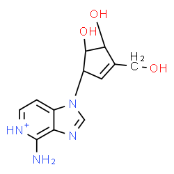 ChemSpider 2D Image | 4-Amino-1-[4,5-dihydroxy-3-(hydroxymethyl)-2-cyclopenten-1-yl]-1H-imidazo[4,5-c]pyridin-5-ium | C12H15N4O3