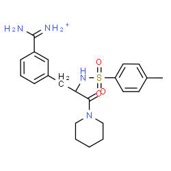 ChemSpider 2D Image | Amino{3-[2-{[(4-methylphenyl)sulfonyl]amino}-3-oxo-3-(1-piperidinyl)propyl]phenyl}methaniminium | C22H29N4O3S