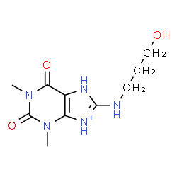 ChemSpider 2D Image | 8-[(3-Hydroxypropyl)amino]-1,3-dimethyl-2,6-dioxo-2,3,6,7-tetrahydro-1H-purin-9-ium | C10H16N5O3
