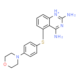 ChemSpider 2D Image | 2,4-Diamino-5-{[4-(4-morpholinyl)phenyl]sulfanyl}quinazolin-1-ium | C18H20N5OS