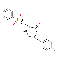 ChemSpider 2D Image | 5-(4-Chlorophenyl)-2-[(phenylsulfonyl)methyl]-1,3-cyclohexanedione | C19H17ClO4S