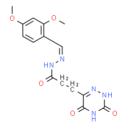 ChemSpider 2D Image | N'-[(Z)-(2,4-Dimethoxyphenyl)methylene]-3-(3,5-dioxo-2,3,4,5-tetrahydro-1,2,4-triazin-6-yl)propanehydrazide | C15H17N5O5