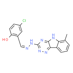 ChemSpider 2D Image | 4-Chloro-2-{(Z)-[(6-methyl-5H-[1,2,4]triazino[5,6-b]indol-3-yl)hydrazono]methyl}phenol | C17H13ClN6O