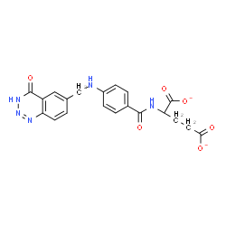 ChemSpider 2D Image | 2-[(4-{[(4-Oxo-3,4-dihydro-1,2,3-benzotriazin-6-yl)methyl]amino}benzoyl)amino]pentanedioate | C20H17N5O6