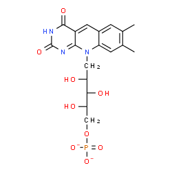 ChemSpider 2D Image | 5-Deoxy-5-(7,8-dimethyl-2,4-dioxo-3,4-dihydropyrimido[4,5-b]quinolin-10(2H)-yl)-1-O-phosphonato-D-xylitol | C18H20N3O9P
