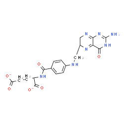 ChemSpider 2D Image | 2-[(4-{[(2-Amino-4-oxo-3,4,6,7-tetrahydro-6-pteridinyl)methyl]amino}benzoyl)amino]pentanedioate | C19H19N7O6