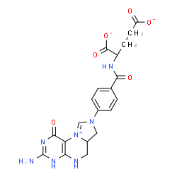ChemSpider 2D Image | 2-{[4-(3-Amino-1-oxo-1,4,5,6,6a,7-hexahydro-8H-imidazo[1,5-f]pteridin-10-ium-8-yl)benzoyl]amino}pentanedioate | C20H20N7O6