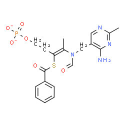 ChemSpider 2D Image | (3Z)-4-{[(4-Amino-2-methyl-5-pyrimidinyl)methyl](formyl)amino}-3-(benzoylsulfanyl)-3-penten-1-yl phosphate | C19H21N4O6PS