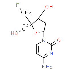 ChemSpider 2D Image | 4-Amino-1-[2-deoxy-4-(fluoromethyl)pentofuranosyl]-2(1H)-pyrimidinone | C10H14FN3O4